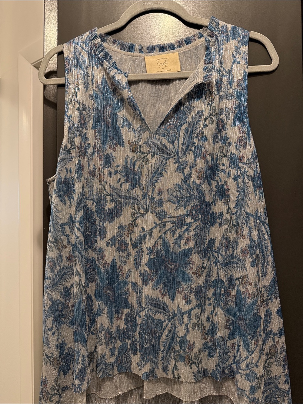 Anthropologie Blue and Silver Boho Tunic